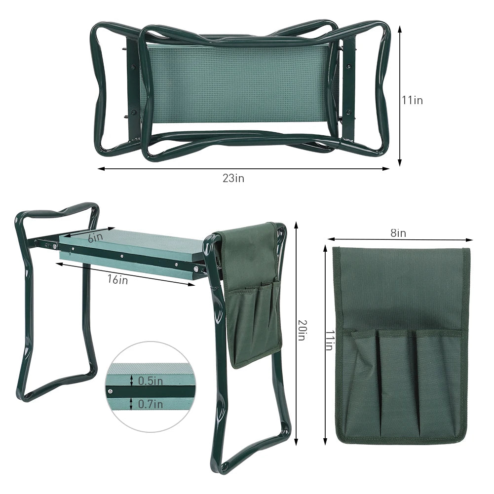 Heavy Duty Folding Knee Stool Garden Seat 150kg Load Portable