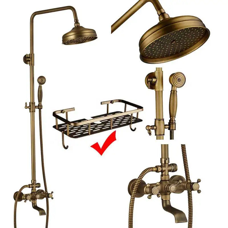 Rozin Adjustable Shower Faucet Set With Dual Handle Mixer Column