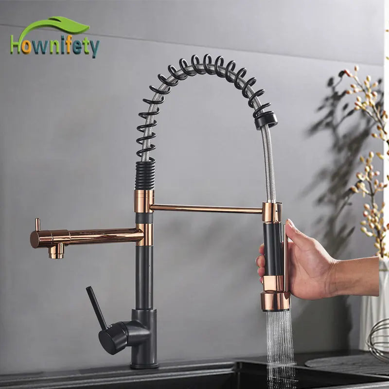 Hownifety Spring Kitchen Faucet with Pull Down Spout