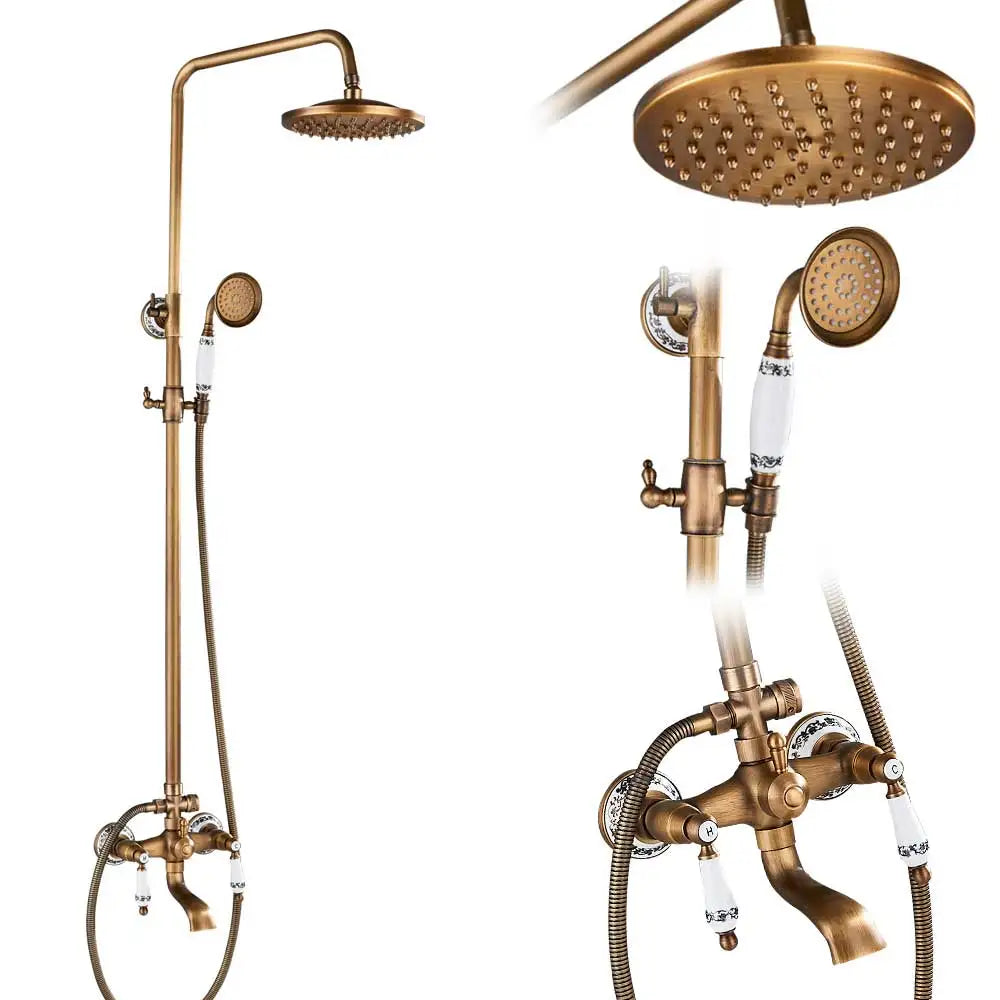 Rozin Adjustable Shower Faucet Set With Dual Handle Mixer Column