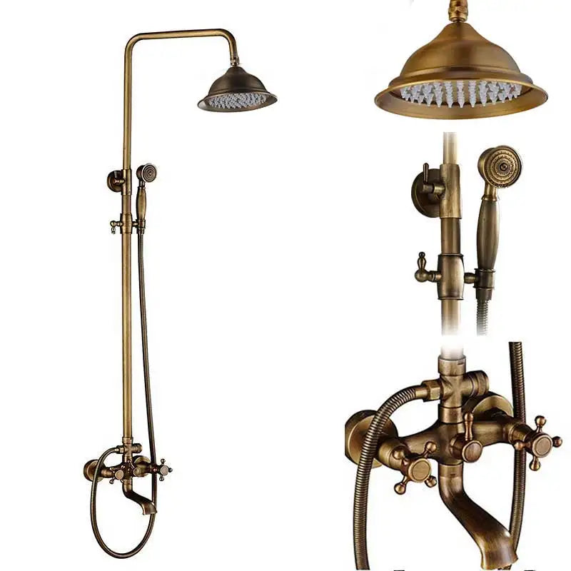 Rozin Adjustable Shower Faucet Set With Dual Handle Mixer Column