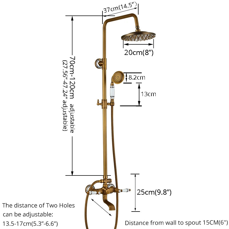 Rozin Adjustable Shower Faucet Set With Dual Handle Mixer Column