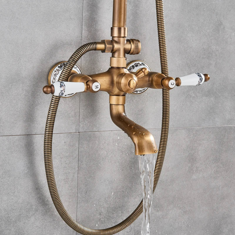 Rozin Adjustable Shower Faucet Set With Dual Handle Mixer Column