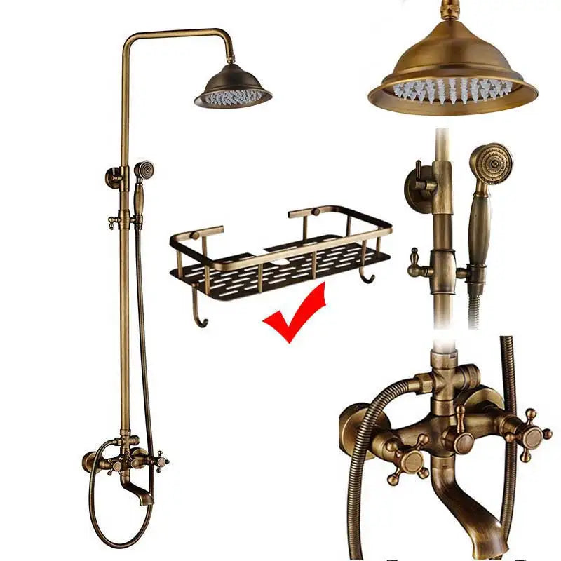 Rozin Adjustable Shower Faucet Set With Dual Handle Mixer Column