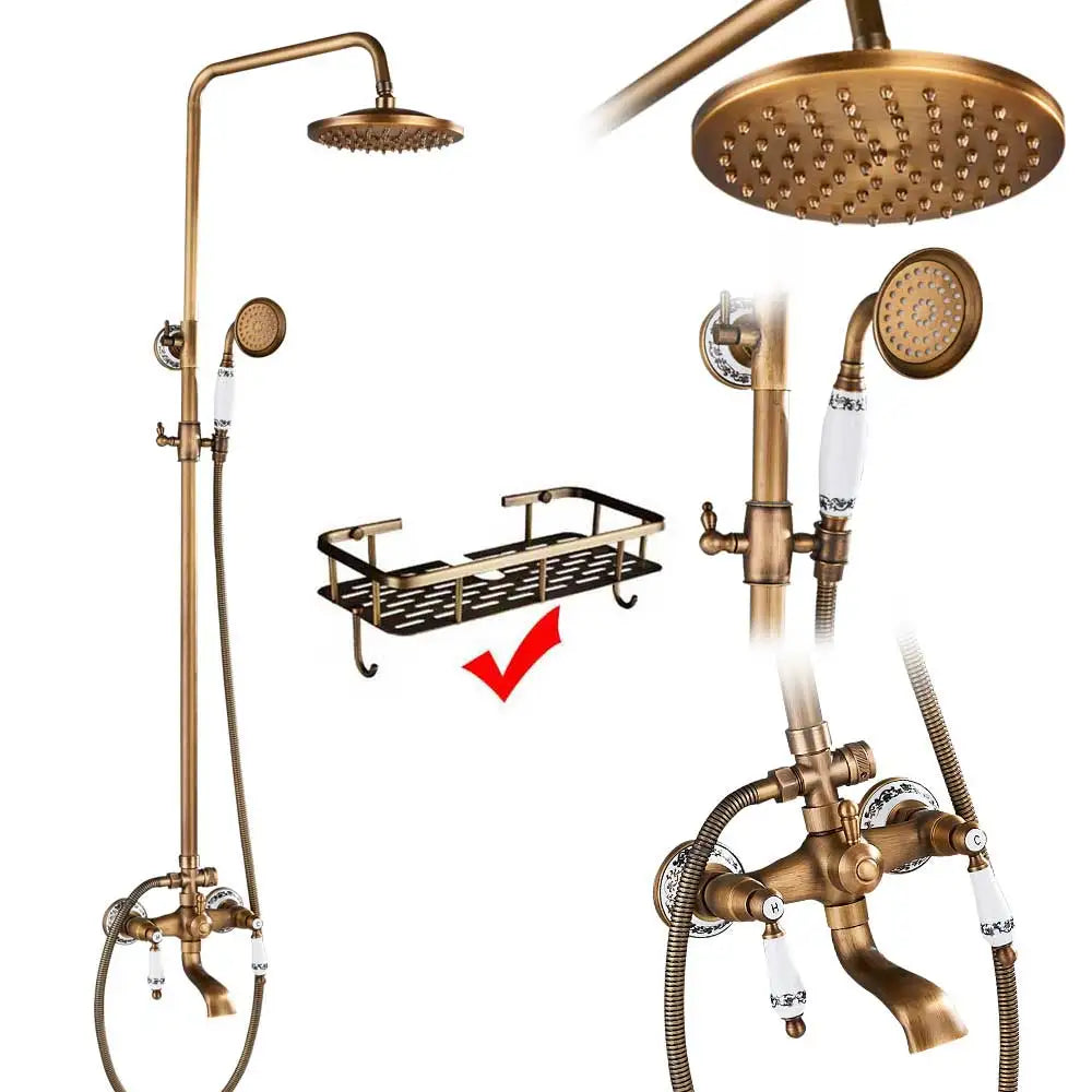 Rozin Adjustable Shower Faucet Set With Dual Handle Mixer Column