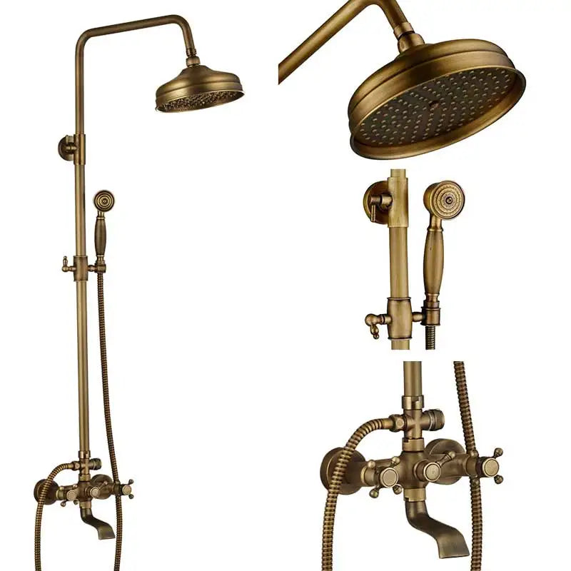 Rozin Adjustable Shower Faucet Set With Dual Handle Mixer Column