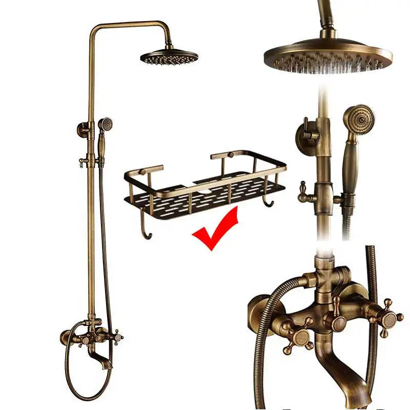 Rozin Adjustable Shower Faucet Set With Dual Handle Mixer Column