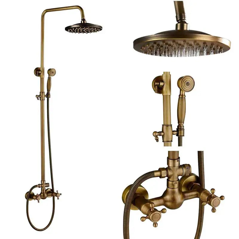Rozin Adjustable Shower Faucet Set With Dual Handle Mixer Column