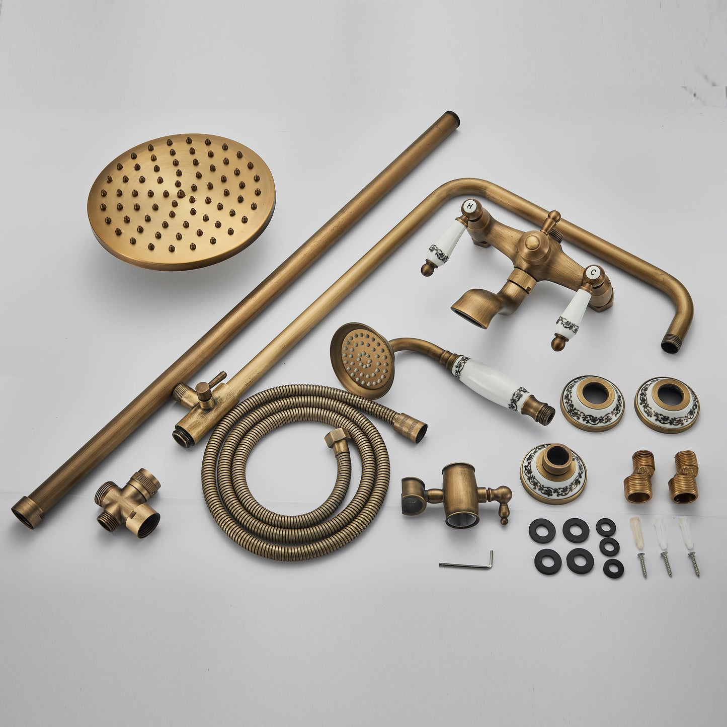 Rozin Adjustable Shower Faucet Set With Dual Handle Mixer Column