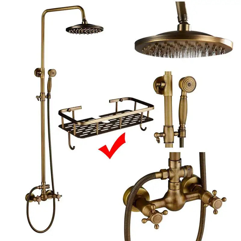 Rozin Adjustable Shower Faucet Set With Dual Handle Mixer Column