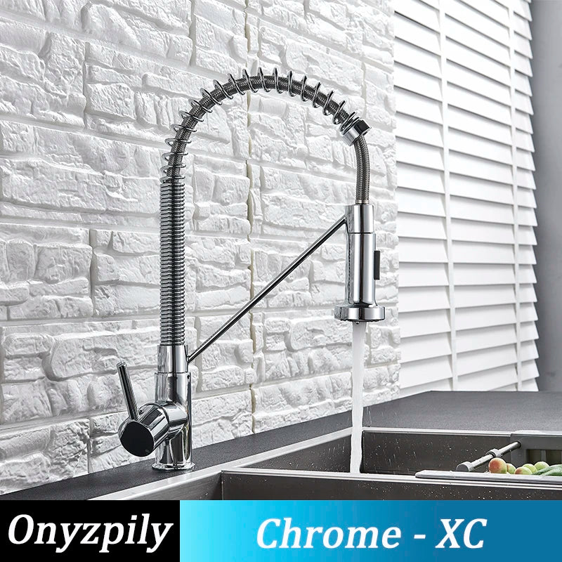 Onyzpily Kitchen Sink Faucet Pull Down Sprayer Single Handle Stainless Steel