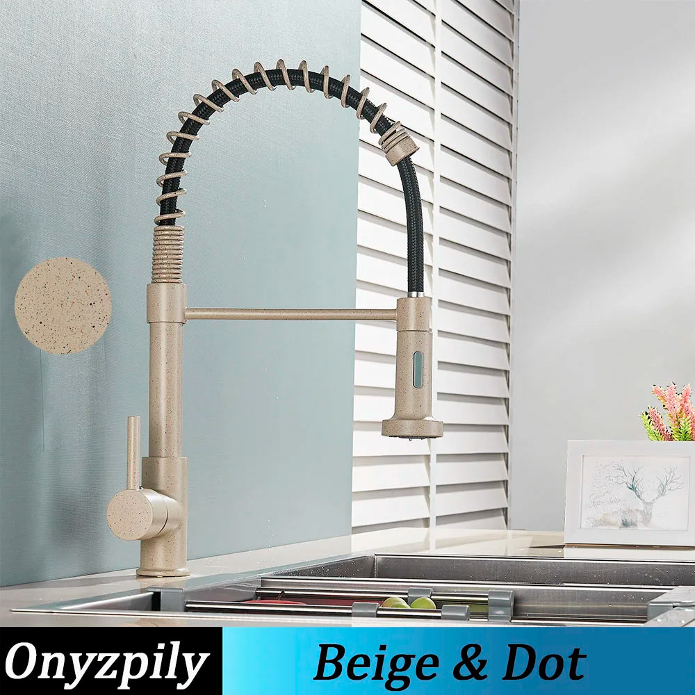 Onyzpily Kitchen Sink Faucet Pull Down Sprayer Single Handle Stainless Steel