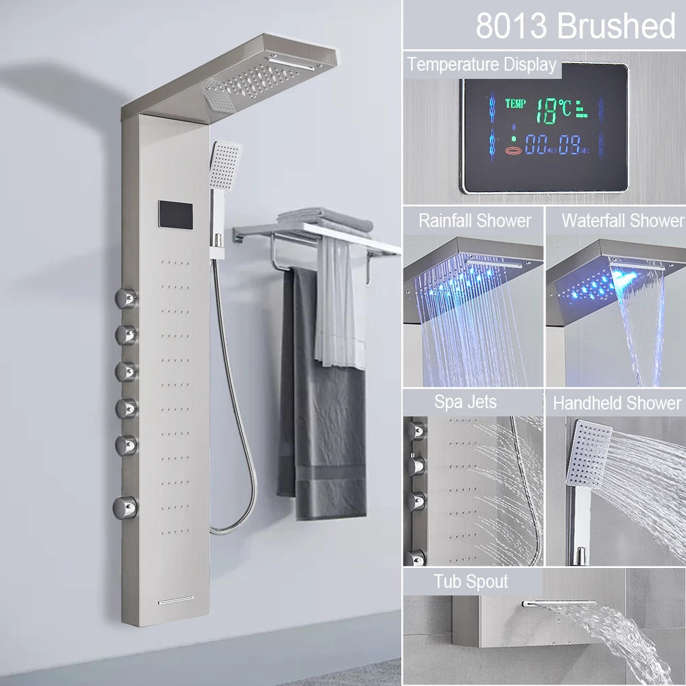 MYQualife LED Shower Panel With Massage Jets And Rain Head