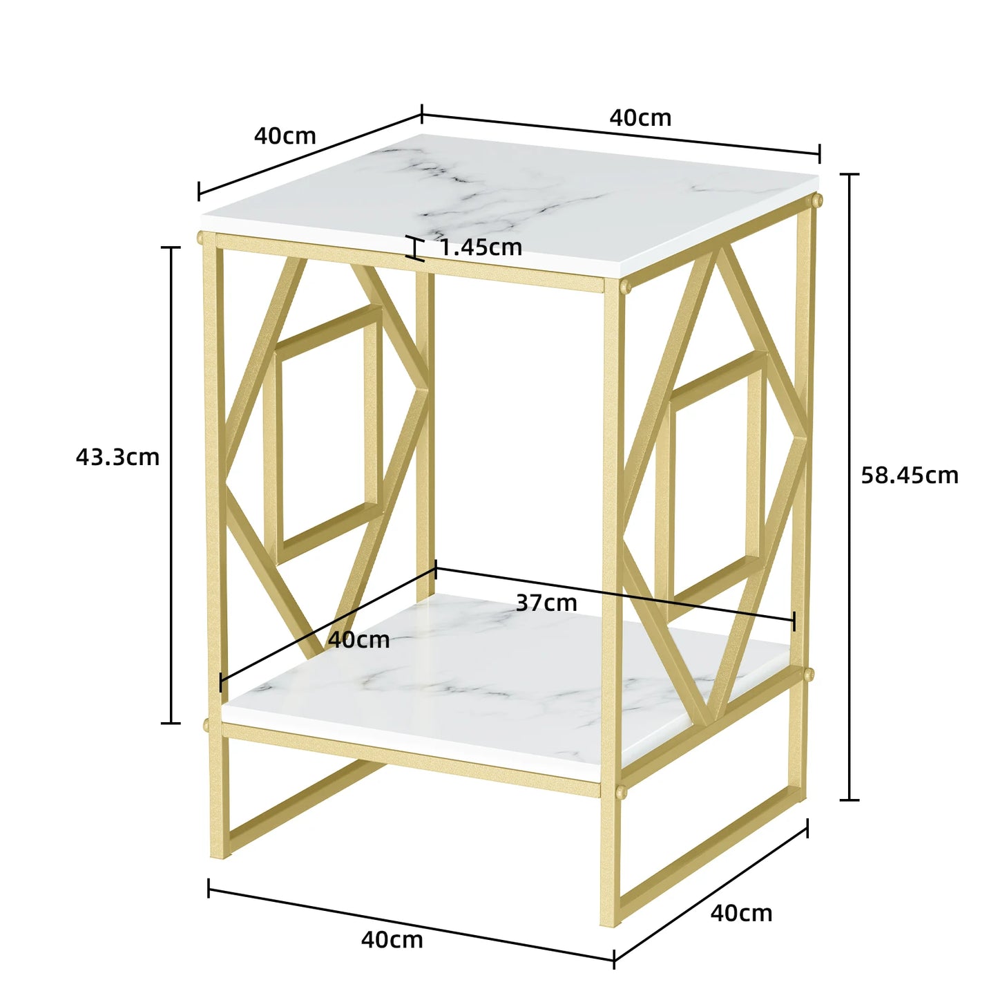 Wisfor Marble Tea Coffee Table Modern Square for Living Room
