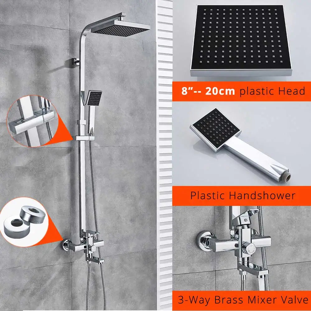 Uythner Wall Mount Rainfall Bath Shower Faucet With Hand Shower
