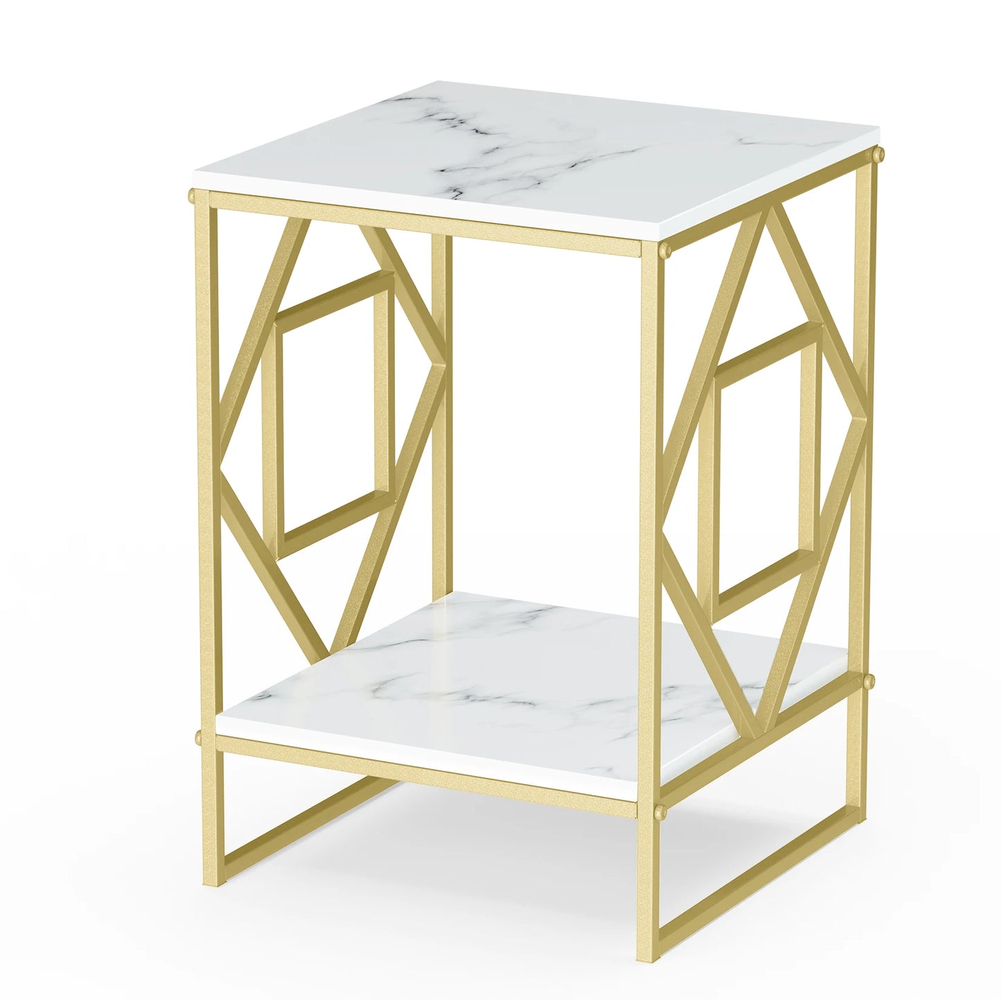 Wisfor Marble Tea Coffee Table Modern Square for Living Room