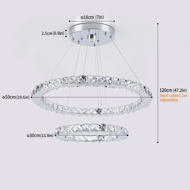 Vetulus Modern Led Crystal Chandelier Triangle Chrome Ceiling Light