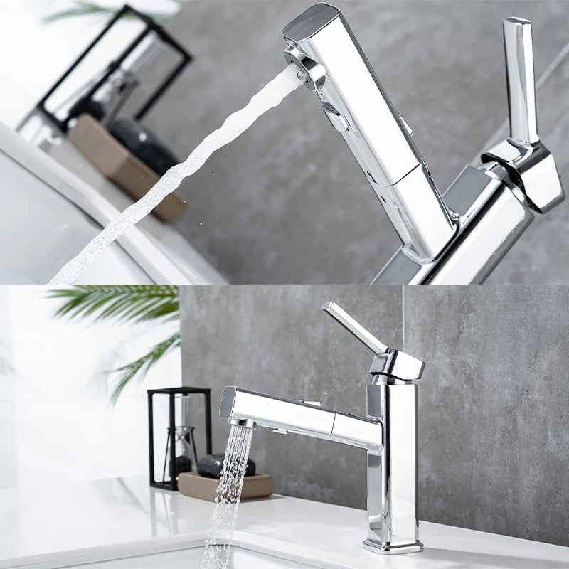 DQOK Pull Out Bathroom Basin Faucet Brass Sink Mixer