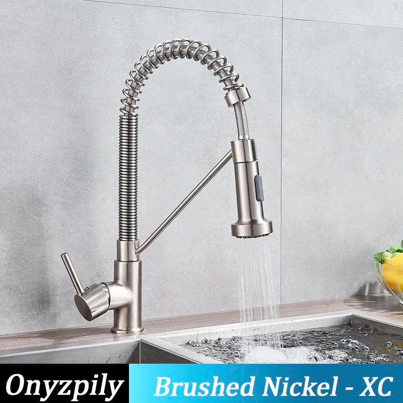 Onyzpily Kitchen Sink Faucet Pull Down Sprayer Single Handle Stainless Steel
