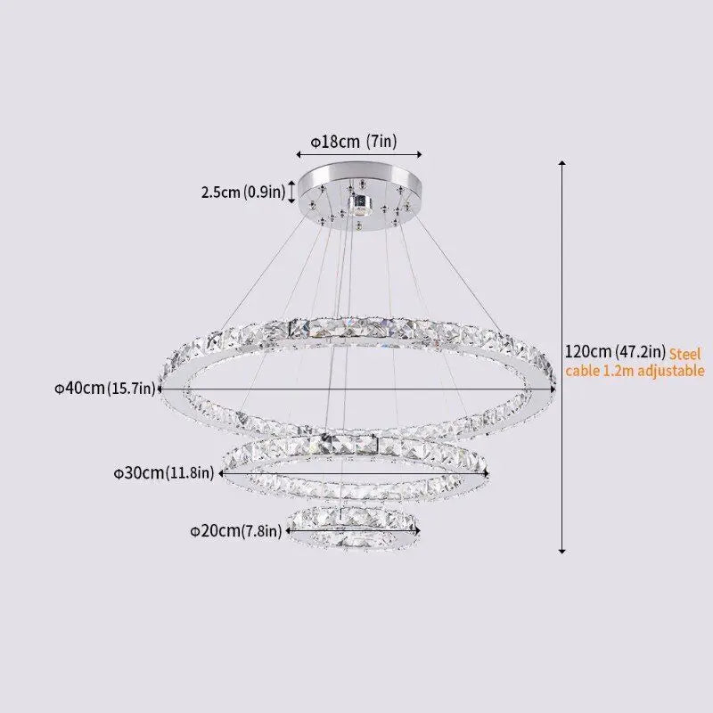 Vetulus Modern Led Crystal Chandelier Triangle Chrome Ceiling Light