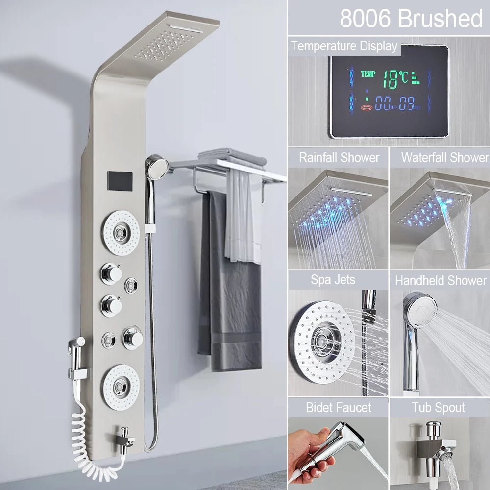 MYQualife LED Shower Panel With Massage Jets And Rain Head