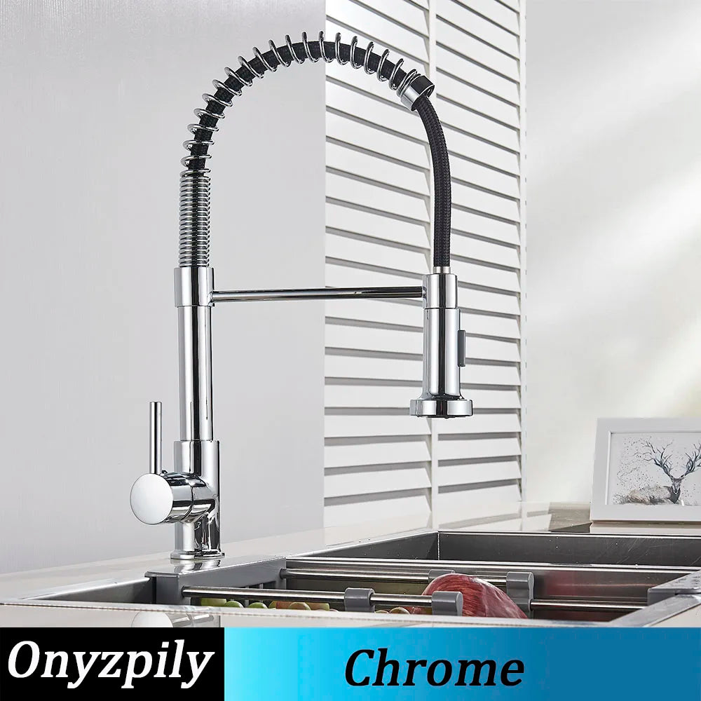 Onyzpily Kitchen Sink Faucet Pull Down Sprayer Single Handle Stainless Steel