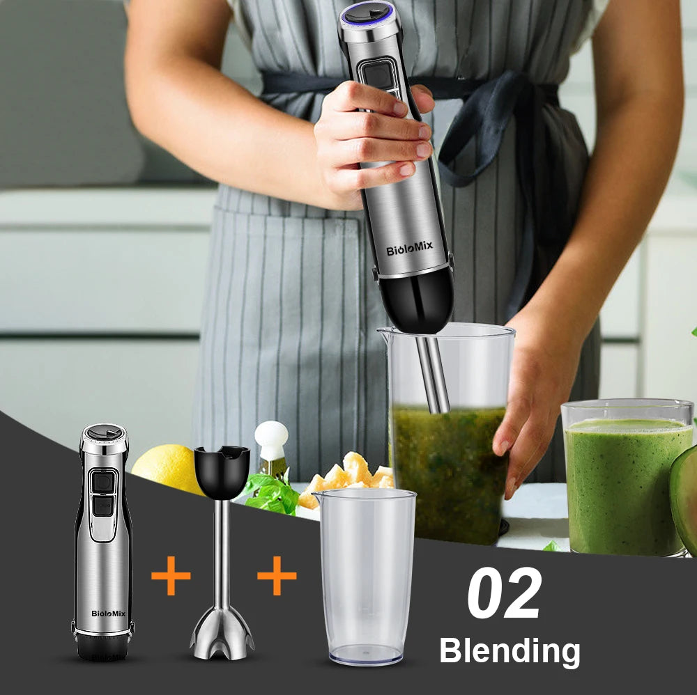 Biolomix 4 In 1 Immersion Hand Blender With Chopper And Smoothie Cup