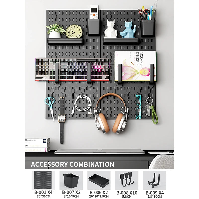 Wall Mounted Pegboard Organizer With Shelves For Desk Accessories