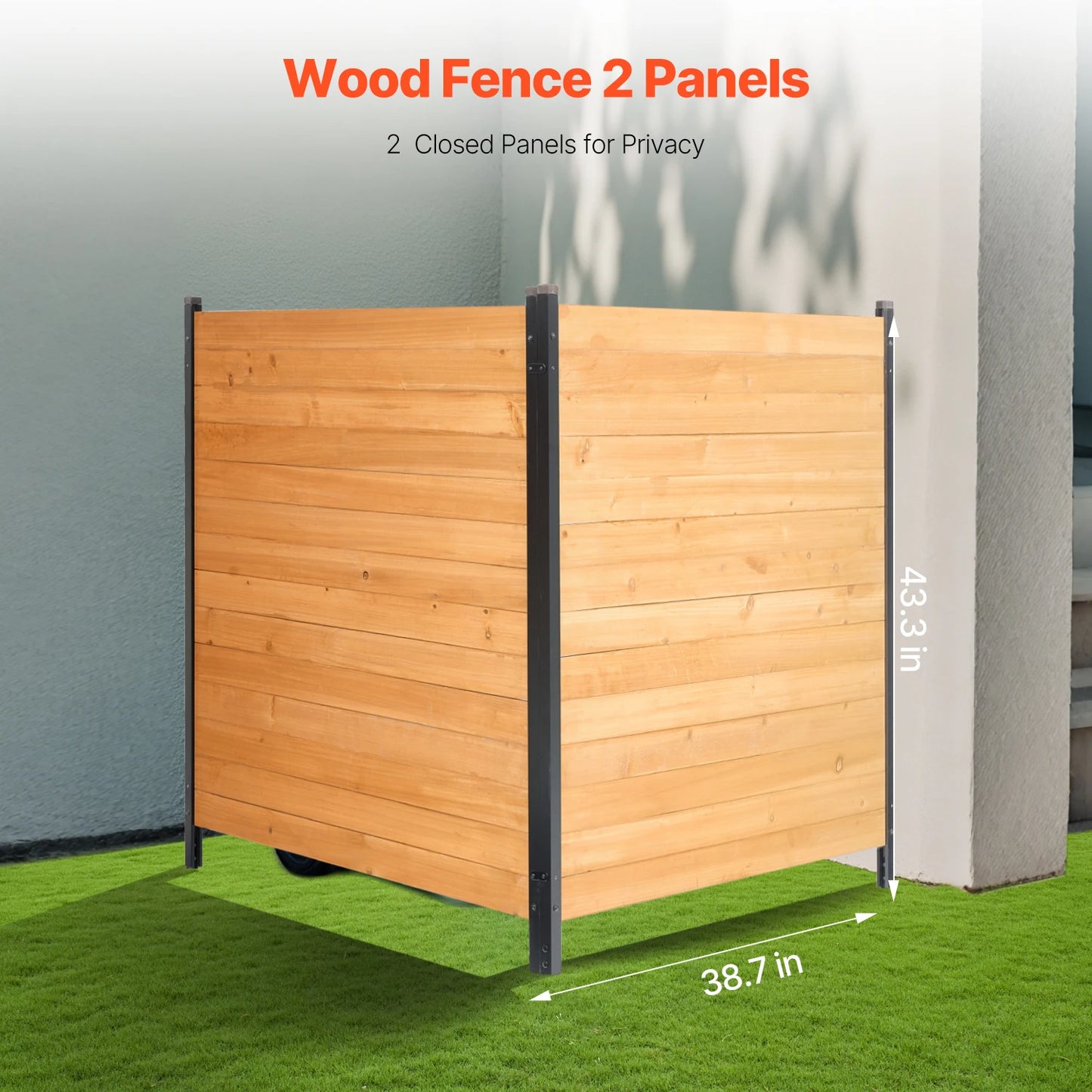 SucceBuy Wood Privacy Fence Screen For Air Conditioner Unit With Stakes