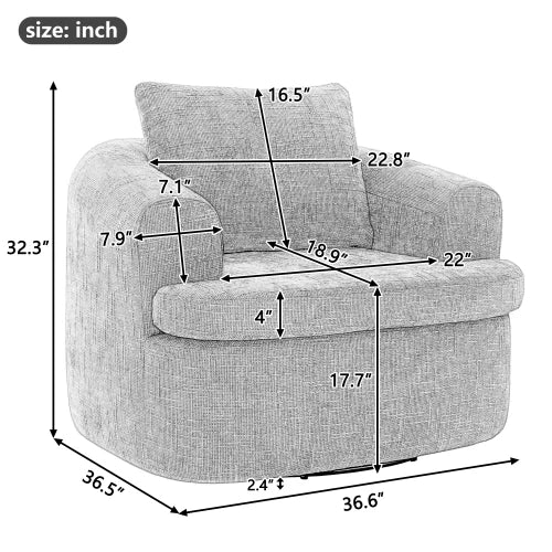 360 Degree Swivel Round Accent Chair With Dual Layer Cushion