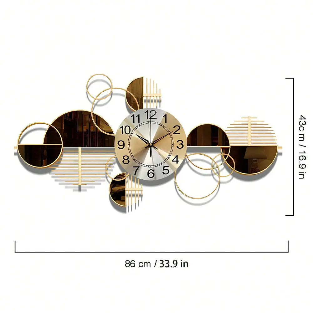 Metal Wall Clock Decorative 3D Metal Wall Art Clock For Living Room Bedroom Creative Modern Big Decor With Silent No