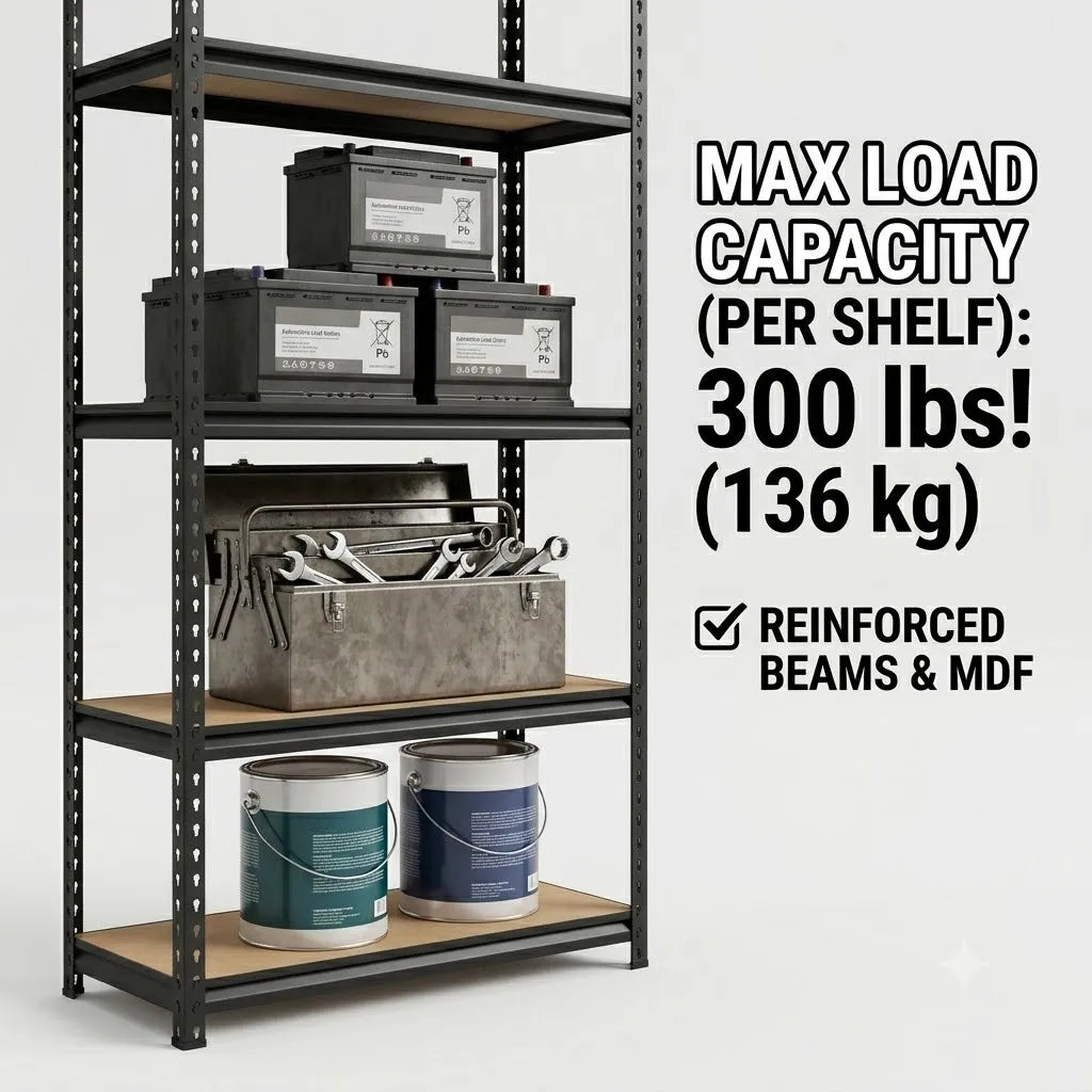 Five Tier Garage Shelving Unit With MDF Shelves Heavy Duty