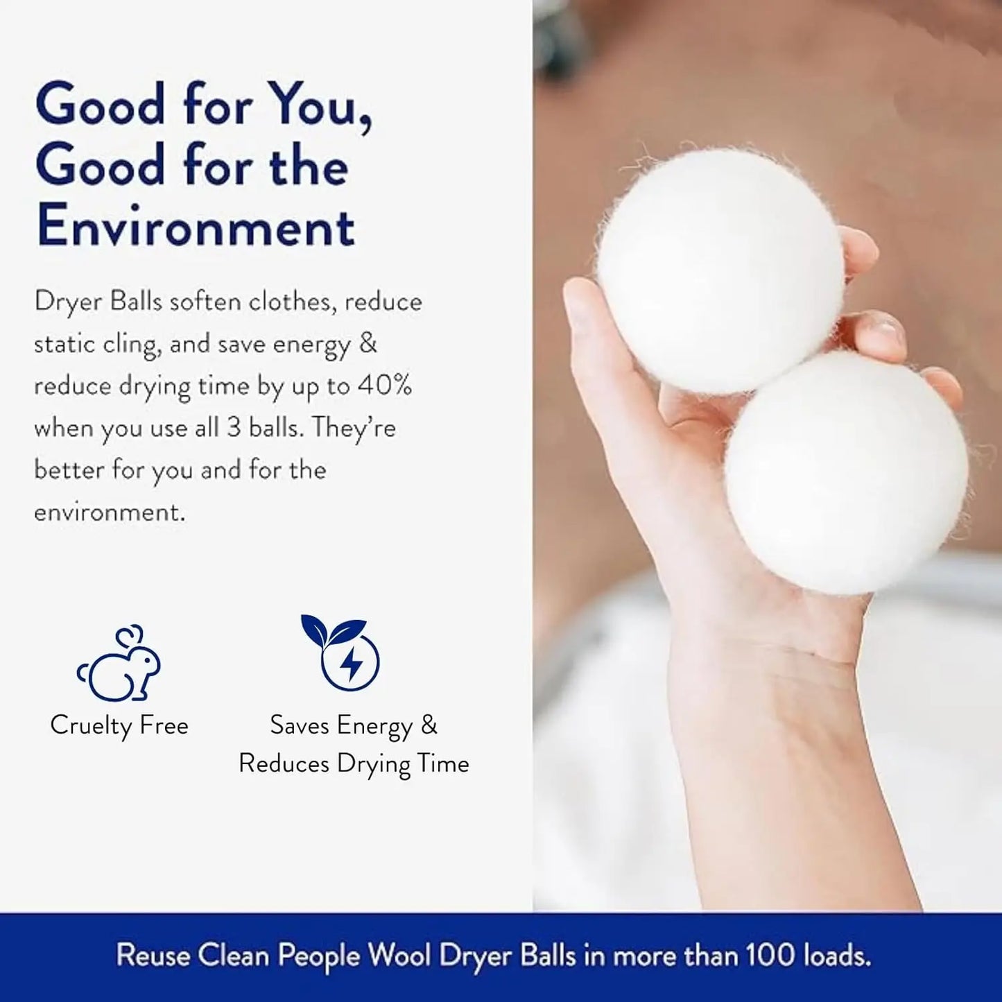 Natural Wool Dryer Balls 3 Pack Softer Laundry Faster Drying