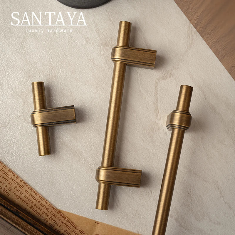 Santaya Solid Brass Cabinet Handles for Kitchen and Furniture