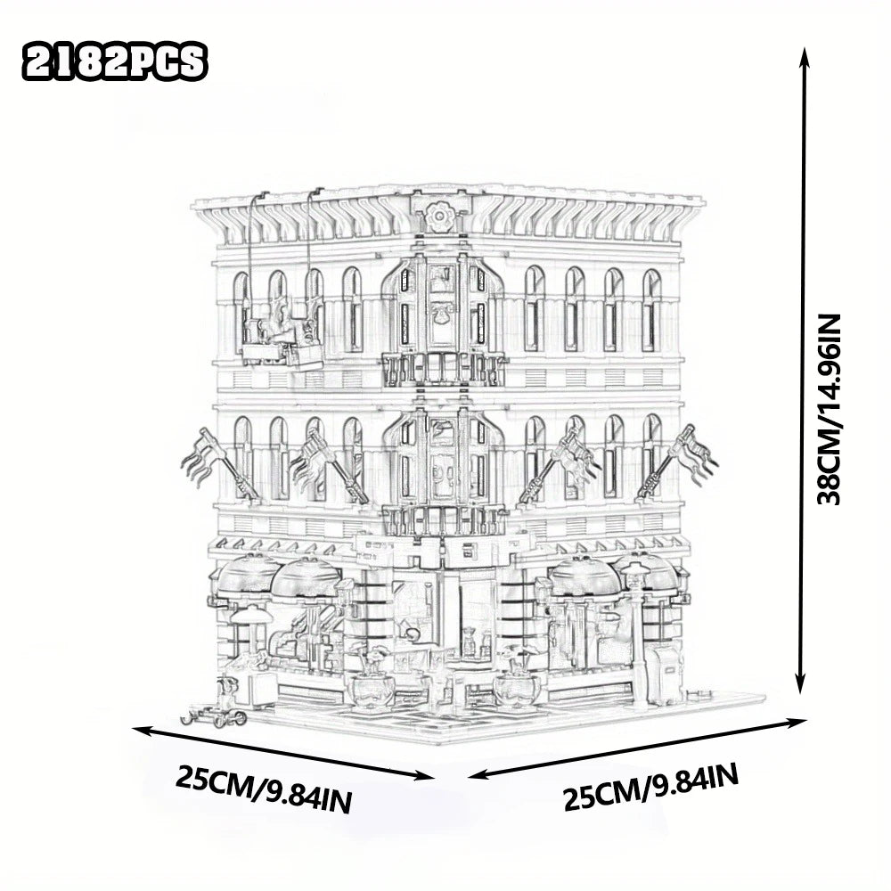 Downtown City Street View Building Blocks Set Assembly Square MOC