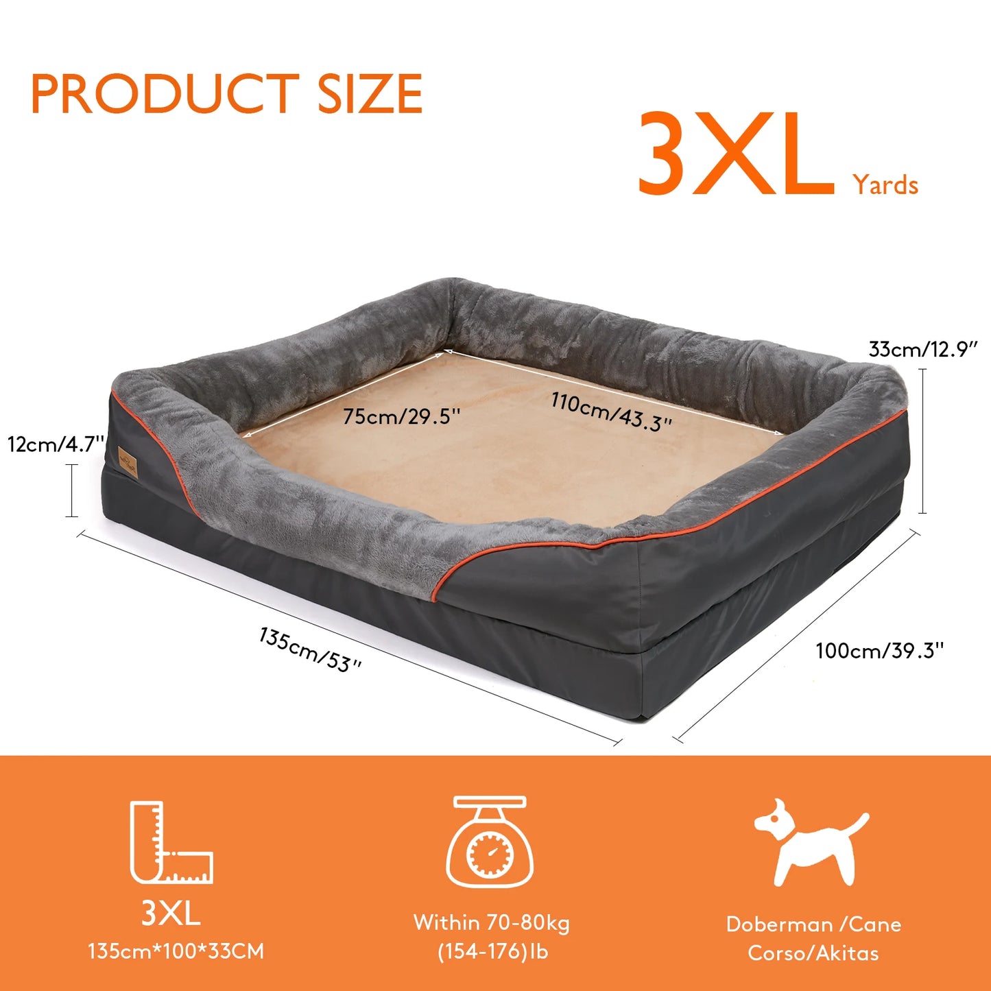 BINGOPAW Hypoallergenic Dog Bed With Removable Washable Cover Waterproof