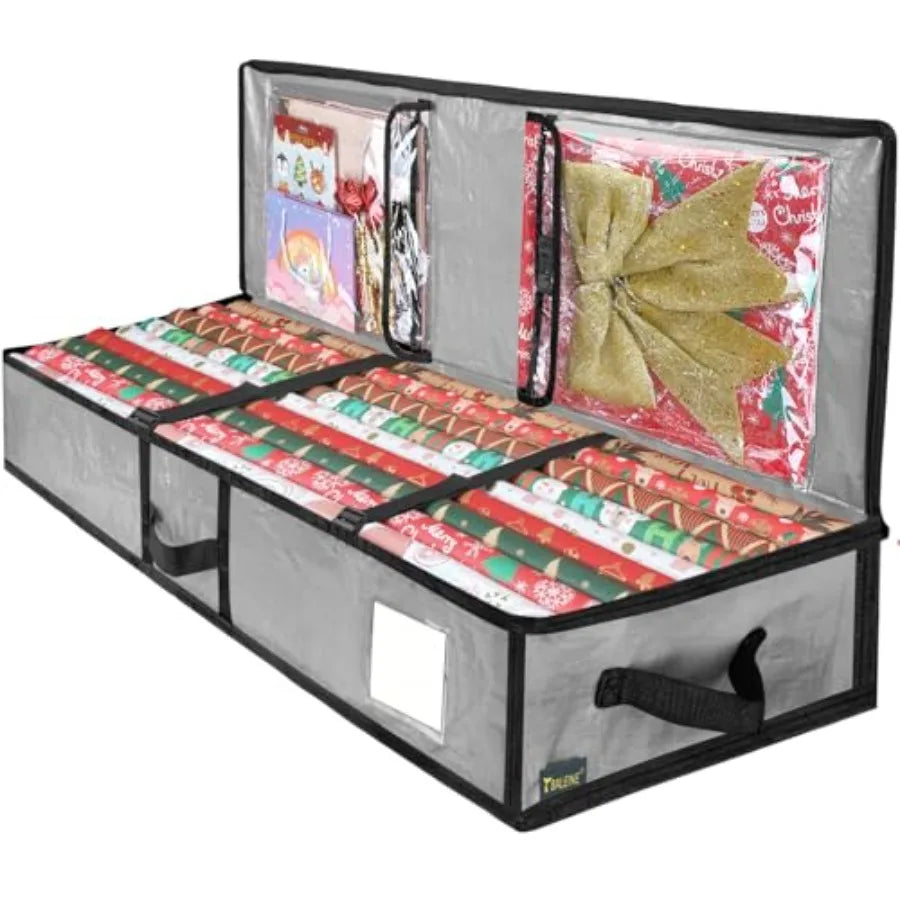 Soft Christmas Wrapping Paper Storage Bag With Flexible Partitions