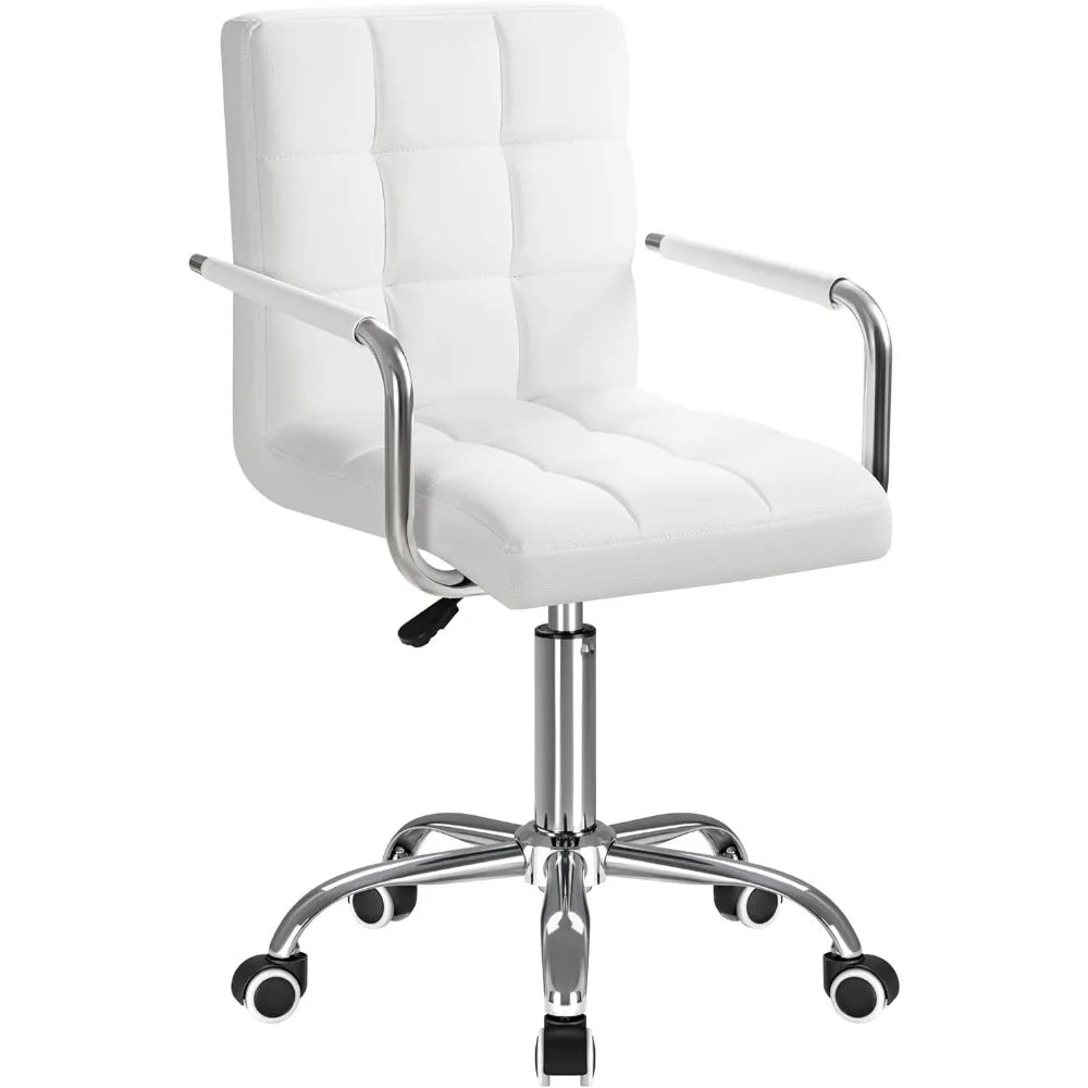 Furmax Mid Back Office Task Chair PU Leather Ribbed Ergonomic