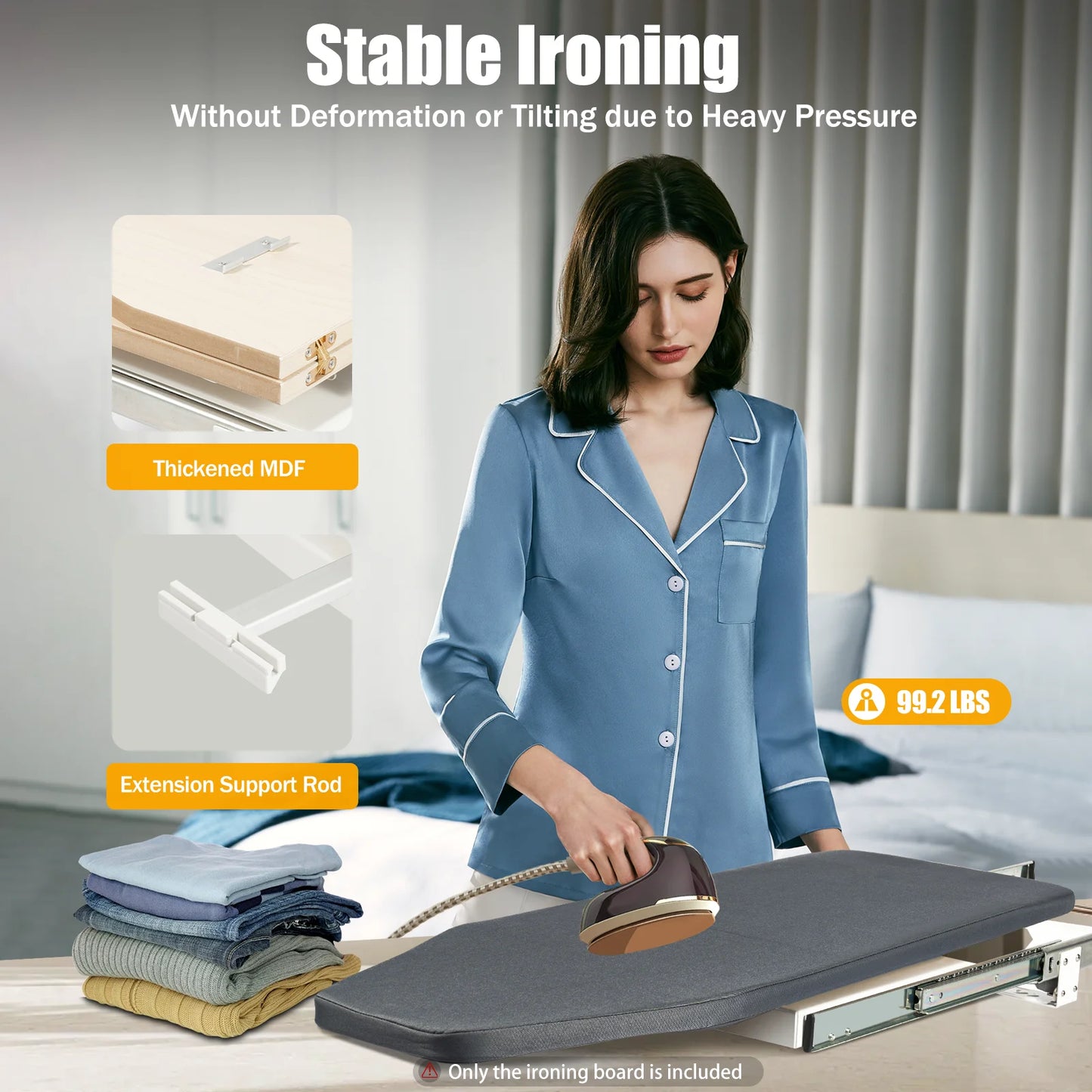 Bymaocar Foldable Ironing Board 180 Degree Rotating Cabinet Mount