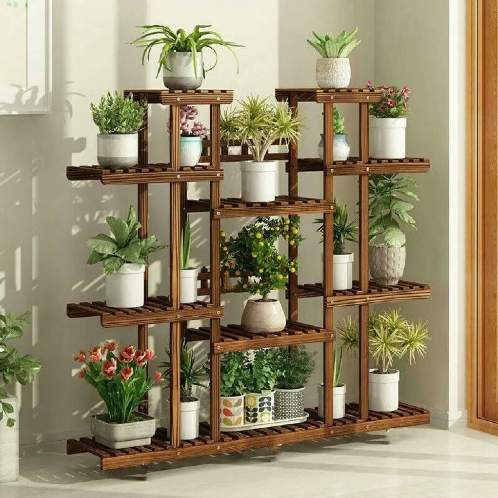 Wisfor Wooden Plant Shelf Indoor Outdoor Multi Tier Display Stand