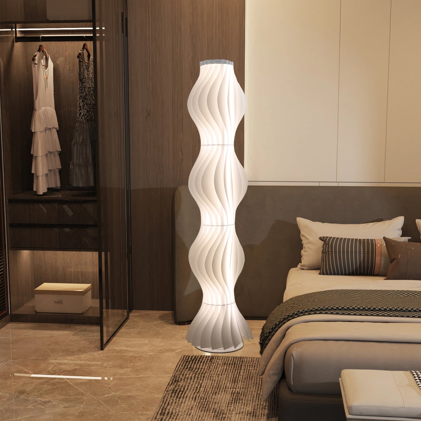 Iron Floor Lamp With Pleated Shade For Nordic Ambient Lighting