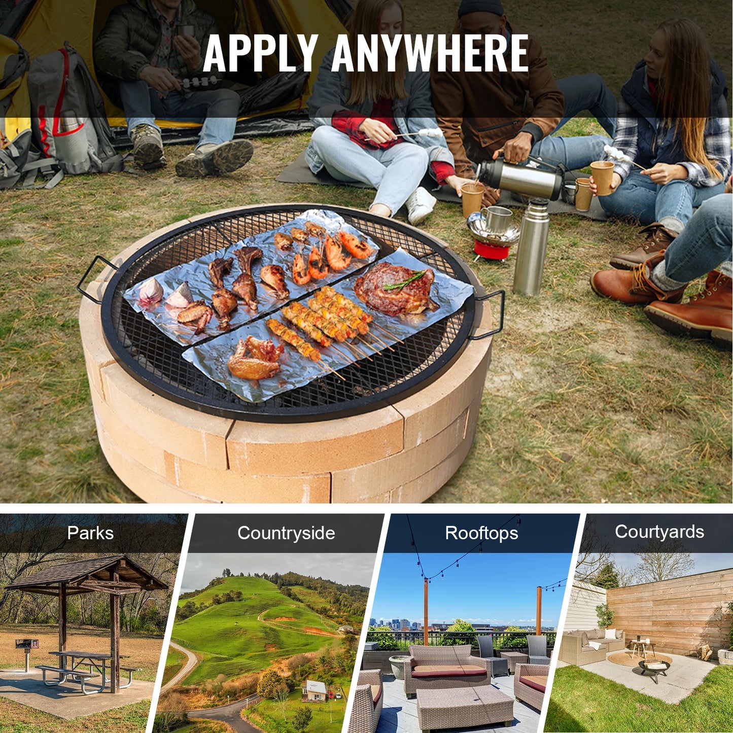 VEVOR X Marks Fire Pit Grill Grate Round Cooking Grid
