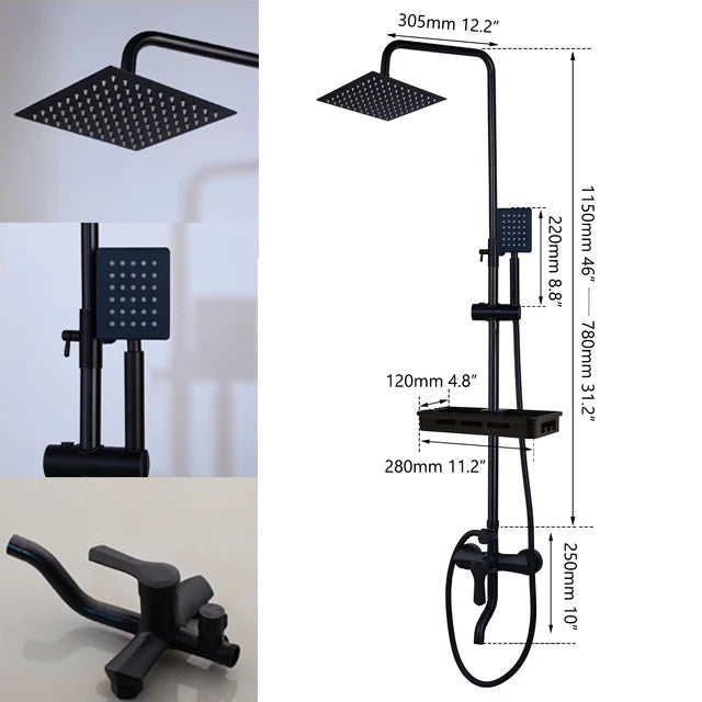 Kemaidi Rainfall Shower Faucet Single Lever Bathtub Mixer With Shelf