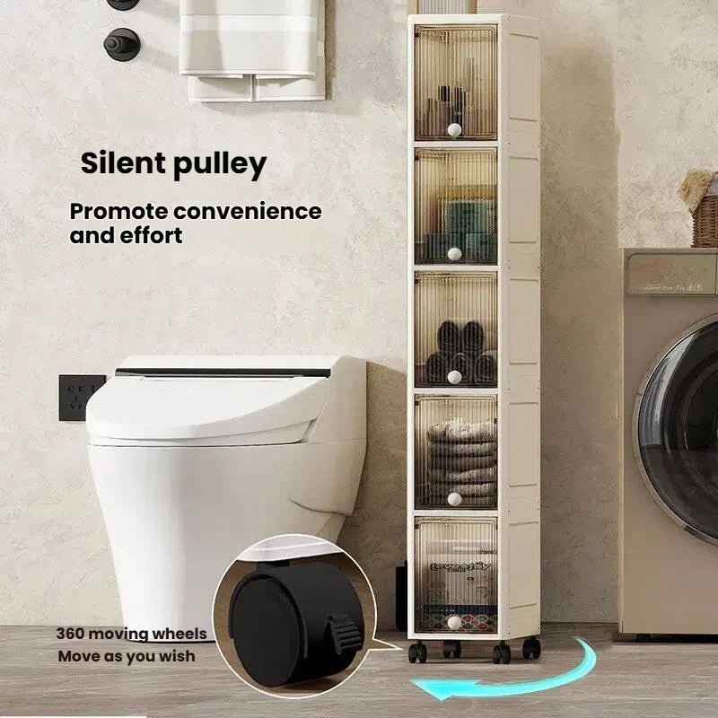 Rotating Flip Lid Narrow Storage Cabinet For Kitchen Bathroom
