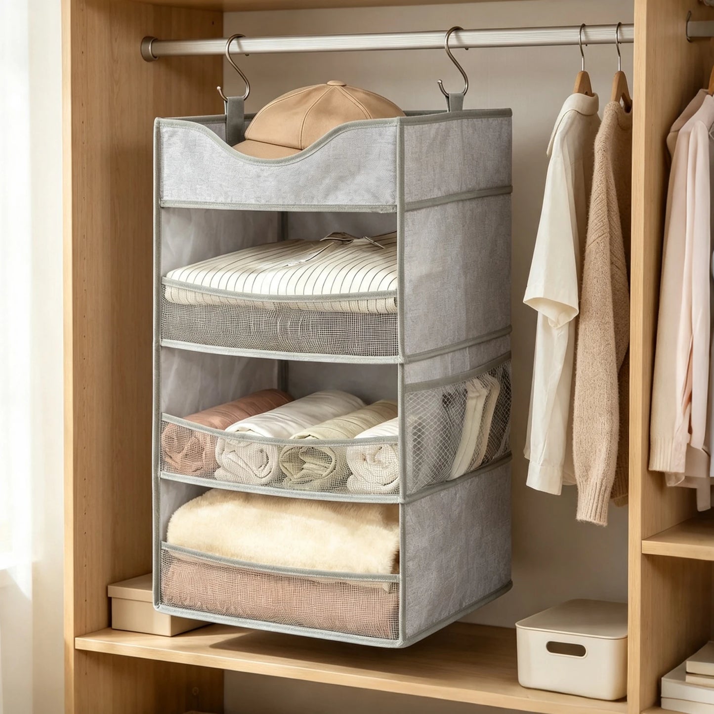 Himiss Three Shelf Hanging Closet Storage Organizer