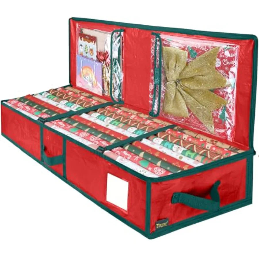 Soft Christmas Wrapping Paper Storage Bag With Flexible Partitions