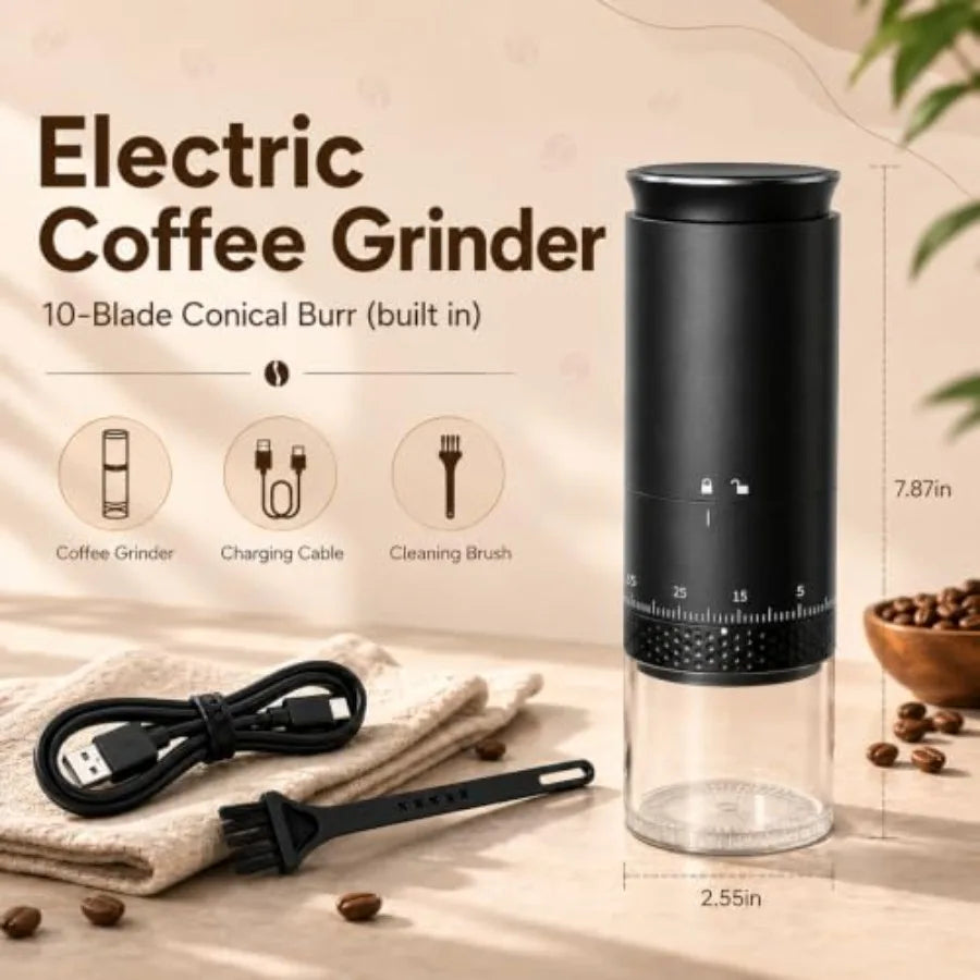 Abay Portable Electric Coffee Grinder With 38 Grind Settings