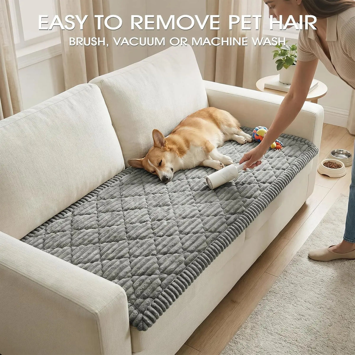 Thick Flannel Anti Slip Sofa Cushion Plush Seat Cover Couch