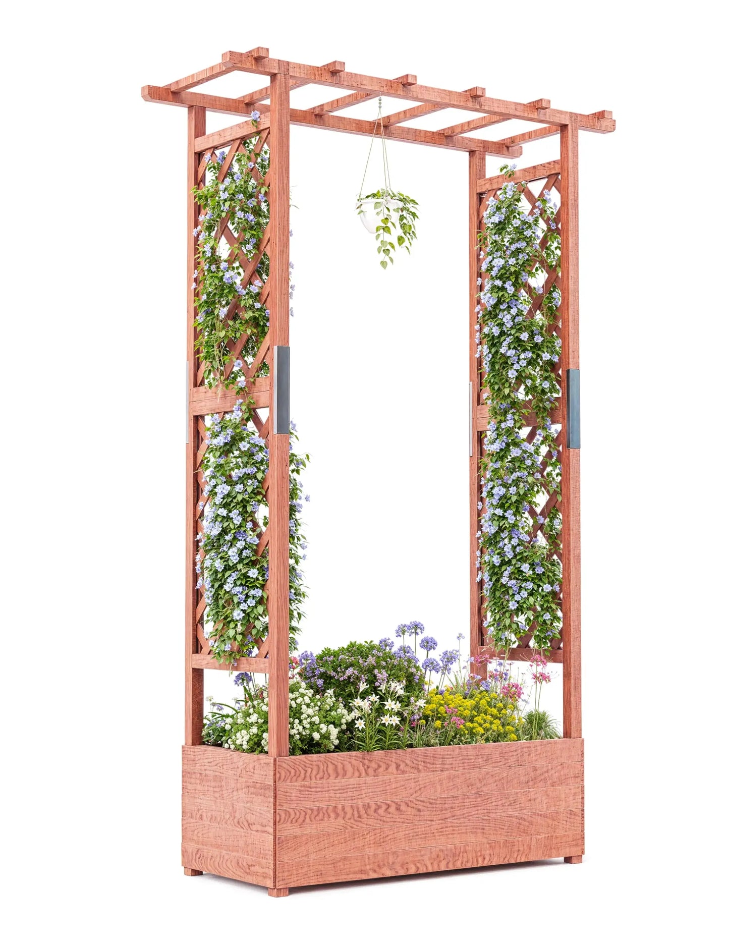 HiMISS Elevated Wooden Raised Garden Bed With Trellis Planter