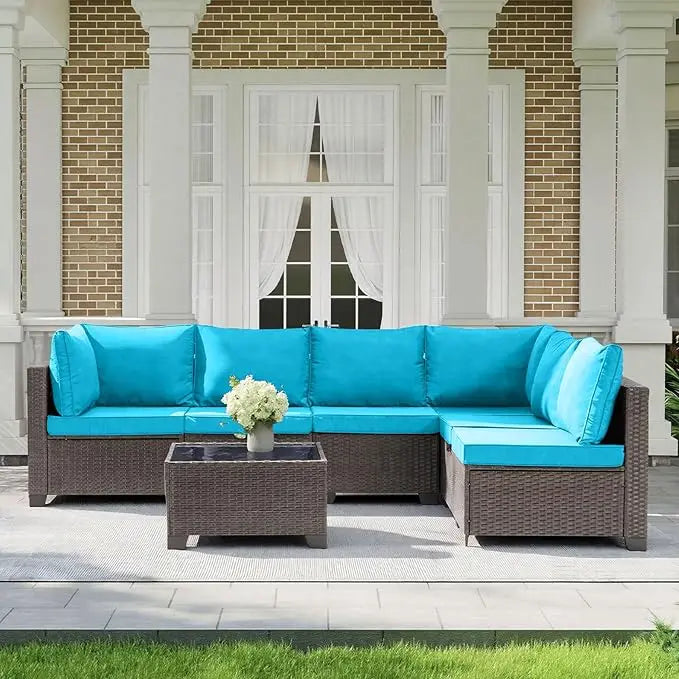 All Weather Outdoor Patio Furniture Set Sectional Sofa PE Rattan Wicker